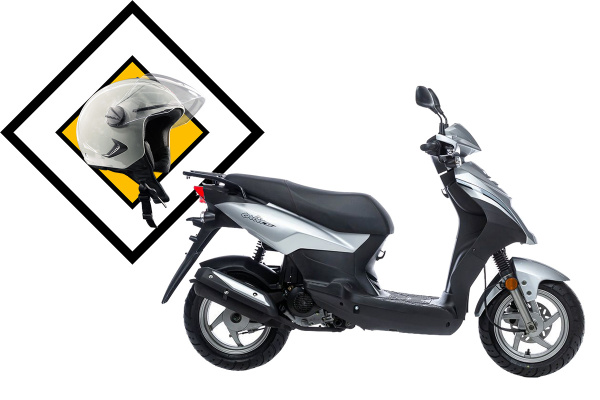 Скутер SYM (Сим) Orbit 50 белый + мотошлем SYM серый | Мототека